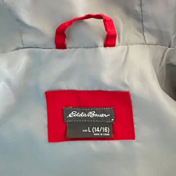 Eddie Bauer Youth Lone Peak 3 in 1 Jacket with Fleece Liner Red and Grey L 14/16 - Picture 13 of 15